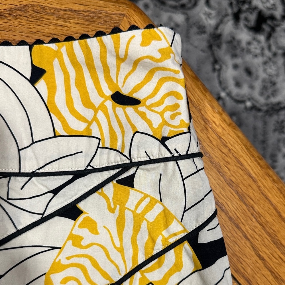 *ODILLE* Anthropologie Yellow x Black Floral Cotton A-Line Skirt Size 2 - Picture 3 of 7
